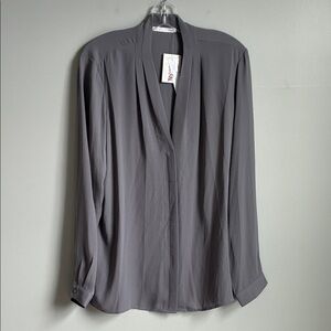 Violet & Claire Slate Grey Button-Front Blouse